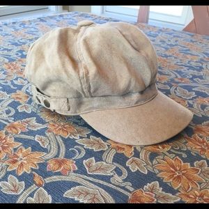 Tan Sueded Newsboy Cap